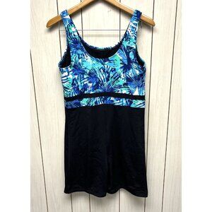 Sporti Womens Swimsuit with Shorts Sz 14 Modest Long Line‎ Water Aerobics Cruise